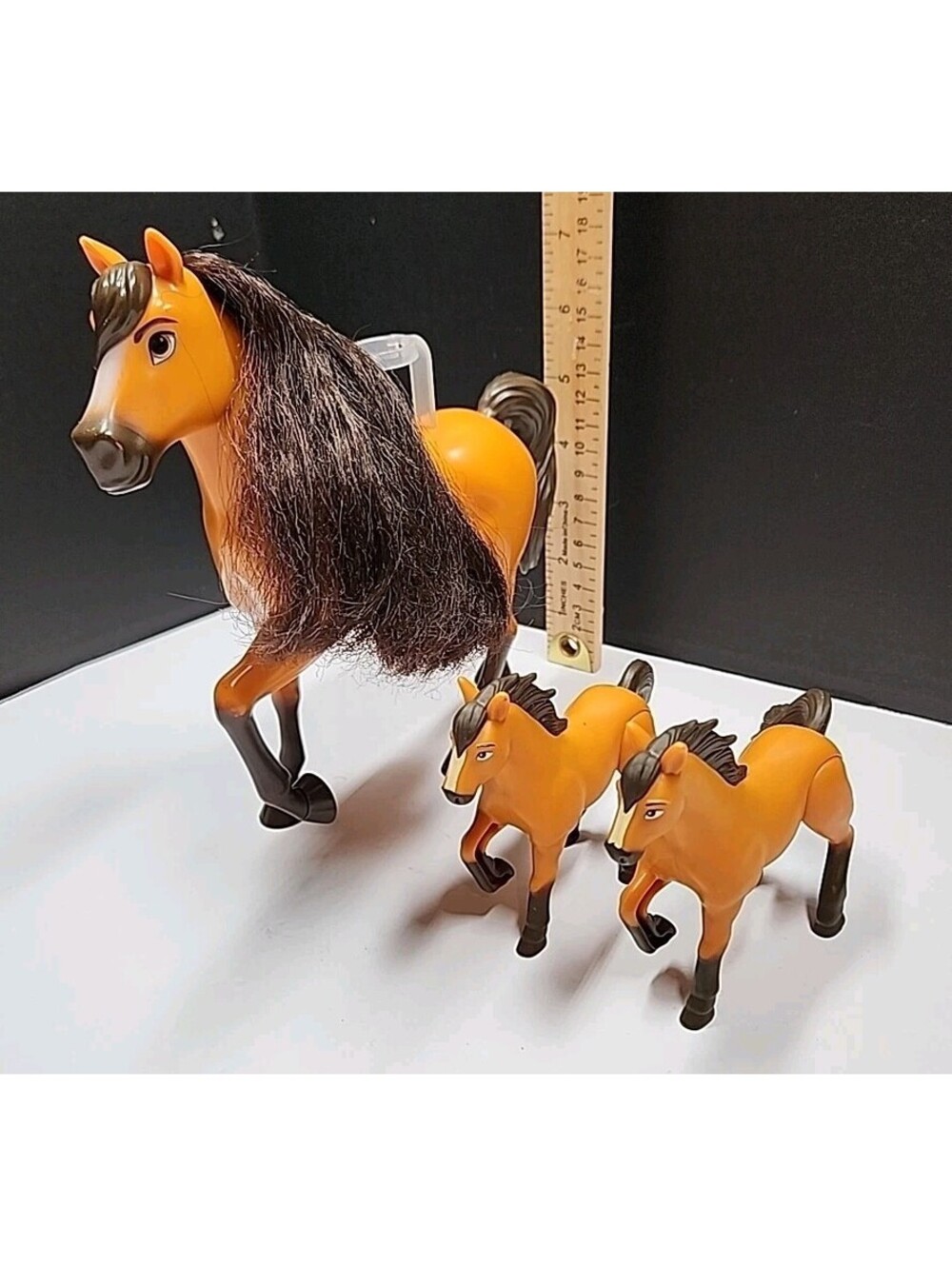 Spirit Untamed Mattel Spirit 8" Horse Moveable Head Black Mane Lucky, 2 Babies